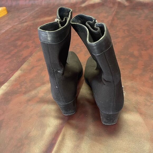 Stuart Weitzman black goreit gore-tex boots‎ mid calf heel size 8 - Picture 2 of 11